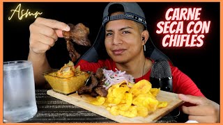 Asmr Carne Seca con Chifles de Plátano verde Asmr con comida Peruana Mukbang [upl. by Gefen]