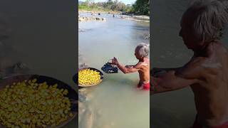 Gold Found Gold panning with Traditional Panning Tools in a River Stream shorts [upl. by Artemus938]