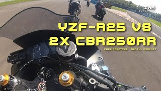 Yamaha R25 vs 2x Honda CBR250RR Sentul Circuit [upl. by Ricky]