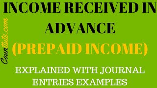 Income Received In Advance Prepaid Income  Explained with Journal Entries Examples [upl. by Seamus]