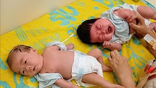 【双子の予防接種】赤ちゃん元気に育ってます✨ Twin babies receiving injections [upl. by Genna933]