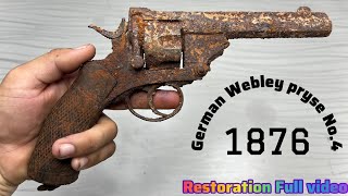 German webley pryse No4 1876 revolver pistol webley 455 bore Revolver gun restoration [upl. by Lucilla]