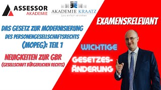 Sehr examensrelevant Gesetz zur Modernisierung des Personengesellschaftsrechts MoPeG Teil 1 GbR [upl. by Eneja]