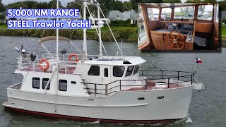 THIS Is Hull 1 €585K STEEL Trawler Yacht With A 5000 NM Range [upl. by Boru618]