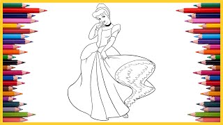 Disney Princess Cinderella Coloring Pages  Cinderella Coloring Book [upl. by Coplin342]