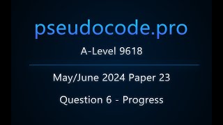 ALevel 9618 Exam Progress  MayJun 2024 Paper 23  Question 6 [upl. by Cut]