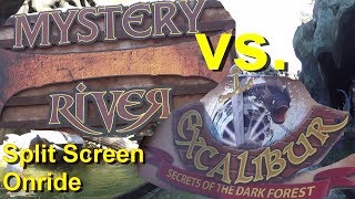 Movie Park Mystery River vs Excalibur  Split Screen Video Vergleich Onride amp Queline Neuheit 2018 [upl. by Germin334]