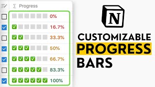 Customizable Progress Bars In Notion Easy Notion Tutorial [upl. by Haberman]