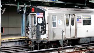 MTA NYC Subway Kawasaki R160B 9077 on the N Astoria bound departing 8th Avenue [upl. by Depoliti]