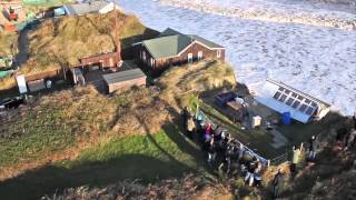 Aerial footage of the sea surge December 2013  Hemsby Norfolk England [upl. by Sabra]