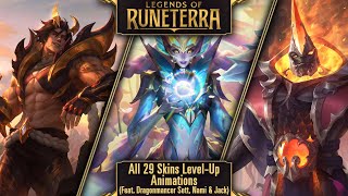 Legends of Runeterra All 29 Skins Level Up Animations Feat Dragonmancer Sett Nami and Jack [upl. by Nogaem]