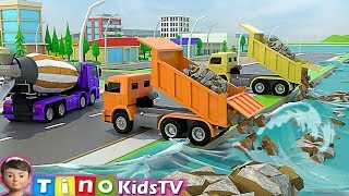 Bulldozer Dump Truck amp Wheel Loader Truck for Kids  Zipline Transport Construction 28 [upl. by Arbba]