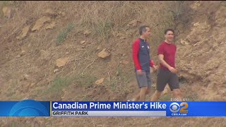 Canadian Prime Minister Takes A Hike With LAs Mayor [upl. by Airetahs67]