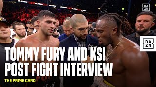 TOMMY FURY AND KSI POST FIGHT INTERVIEW  THE PRIME CARD [upl. by Olenka229]