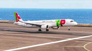 11 WINDY LANDINGS on Runway 23 at Madeira Airport [upl. by Hittel]