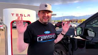 First Time Using New Adapter at Tesla Supercharger  Lightning Mike [upl. by Labotsirc]