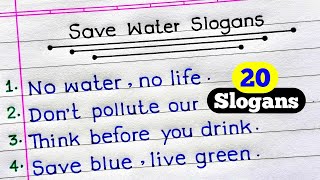 Save Water Slogans in English  Slogan On Water  Slogan On Water Conservation in English [upl. by Annoif]