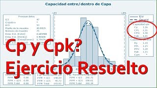 Cp y Cpk Ejercicio Resuelto  MINITAB [upl. by Yhprum352]