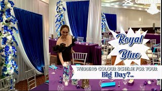 How to STYLE wedding Colour Scheme royalblue tutorial Floral Backdrop wedding Reception Decor [upl. by Stubbs]