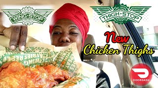 Wingstop NEW CHICKEN THIGHS Food Review  Thighstopcom and Door Dash ONLY [upl. by Shaum429]