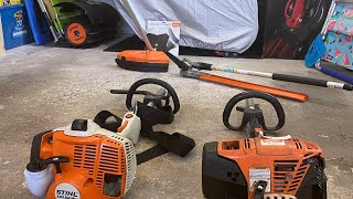 Stihl KM91R vs KM56 RCE kombi comparison and attachments [upl. by Edelsten]