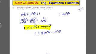 ALevel Maths Edexcel Core 3 Past Paper Question  Trig Solving  simple identities [upl. by Aciamaj]