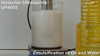 Ultrasonic Emulsification of Oil in Water  Hielscher Sonicator [upl. by Nodyroc]