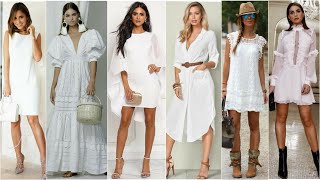 TENDENCIAS EN VESTIDOS DE MODA COLOR BLANCO 🤍🤍 DIFERENTES ESTILOS PARA TODA OCASIÓN 😍 [upl. by Aissac94]