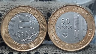 VOCÊ TEM ESSA MOEDA COM REVERSO INVERTIDA 1 REAL ANO 2015 BC 50 ANOS VALOR 💲 1200 A 1300 REAIS [upl. by Atsejam]