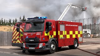 Fire engines rush to a large fire at a recycling centre in Suffolk 🚒 [upl. by Ola66]