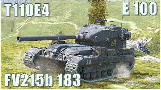 T110E4 FV215b 183 amp E 100 ● WoT Blitz [upl. by Neirod]