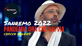 🤣 Checco ZALONE a SANREMO 2022 in versione virologo canta quotPandemia ora che vai viaquot [upl. by Elleiad]