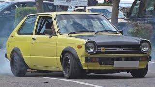 Toyota Starlet KP60 Burnout Leaving a Car Meet [upl. by Weiser]