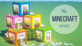 Minecraft tutorial  How to build a simple and super beautiful colorful block house [upl. by Giliane]