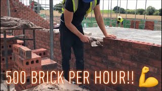 Bricklaying  Averaging 500 brick per Hour 💨 [upl. by Sinne]