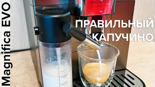 Delonghi Magnifica EVO ECAM 29061 и ECAM 29081 Как сделать правильный капучино или только молоко [upl. by Erialc]