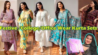 FestiveOfficeCollege Wear Kurta Pant Dupatta Haul Starting From 580🤩Branded Kurta Sets🤩 [upl. by Ayanal]