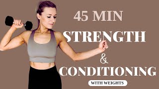 Crush Your Limits 45Minute Strength amp Conditioning Challenge Dumbbells  CardioHIIT [upl. by Eerac550]