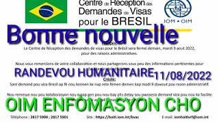 OIM HAITI VISA BRESIL RENDEZVOUS INFORMATION 11082022 [upl. by Ramraj849]