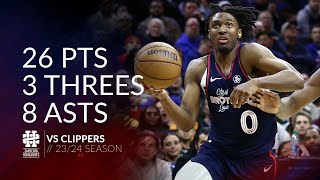 Tyrese Maxey 26 pts 3 threes 8 asts vs Clippers 2324 season [upl. by Kablesh]