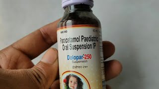 Paracetamol 250 mg suspension Dolopar250 mg suspension review in Hindi [upl. by Anneh]