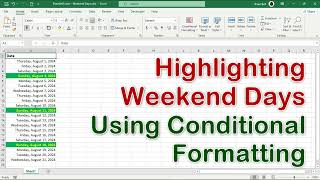 Identify Weekend Dates in Excel Using Conditional Formatting [upl. by Selwyn]