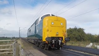 Deltic 55018 BALLYMOSS goes north  181016 [upl. by Maxia]