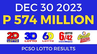 Lotto Result December 30 2023 9pm PCSO [upl. by Eelannej]