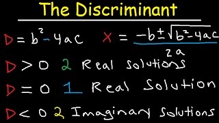 How To Determine The Number of Real and Imaginary Solutions Using The Discriminant Equation [upl. by Ssyla]