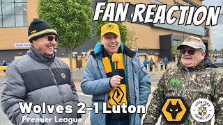 RELIEF 😮‍💨 Wolves 21 Luton Instant Fan Reaction  Premier League [upl. by Nellek]