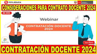 ✅CONTRATO DOCENTE 2024 CONSIDERACIONES PARA CONTRATO DOCENTE 2024 POR PUN Y EVALUACION EXPEDIENTES [upl. by Midis]