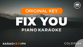 Fix You  Coldplay Piano Karaoke [upl. by Onida]