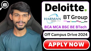 Deloitte amp Harman Hiring Freshers  Off Campus Drive 2024 [upl. by Boyse]