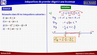 Inéquations de premier degré a une inconnue [upl. by Leoine]